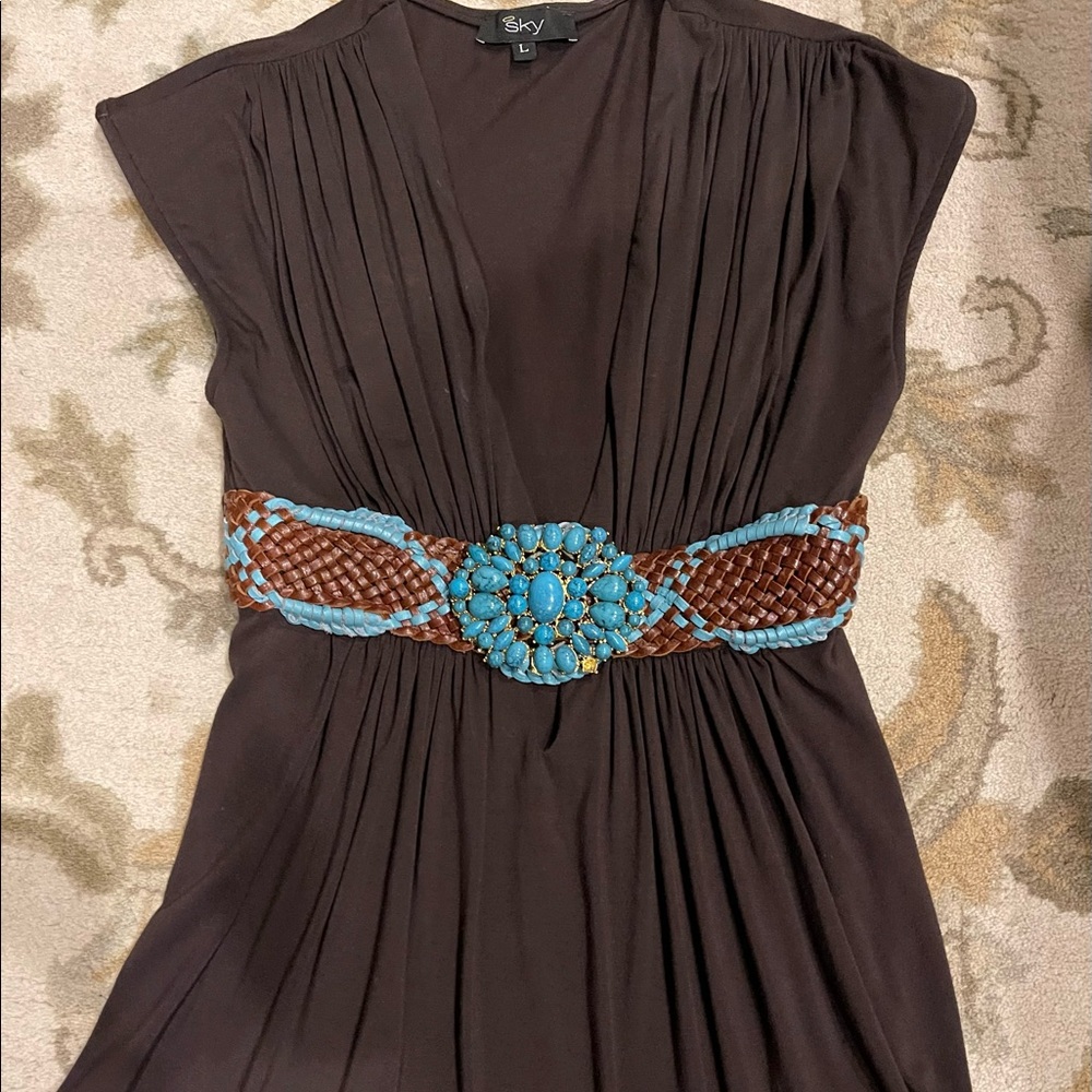 Sky sexy braided leather top